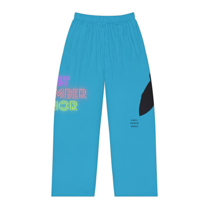 Women's Pajama Pants: Crazy Penguin World Logo Turquoise