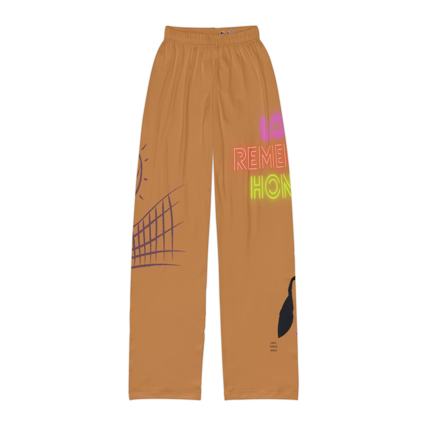 Kids Pajama Pants: Volleyball Lite Brown