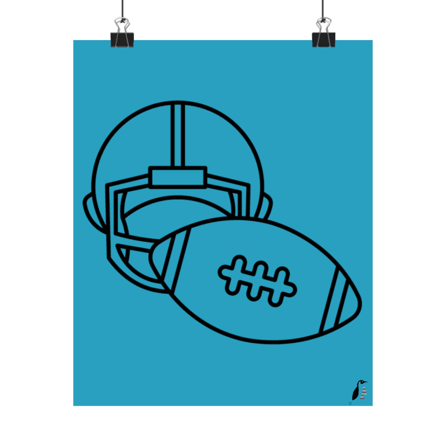 Premium Matte Vertical Posters: Football Turquoise