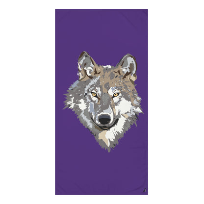 Mink-Cotton Towel: Wolves Purple