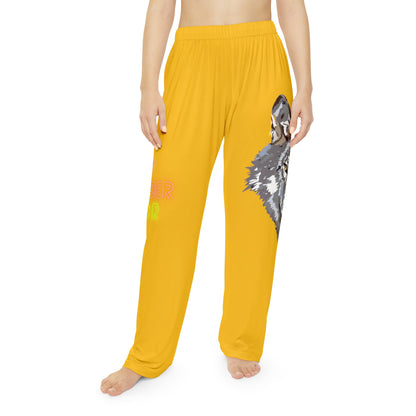 Pambabaeng Pajama Pantalon: Wolves Yellow 