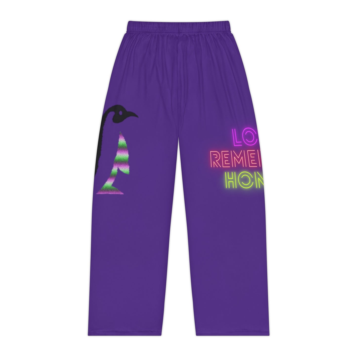 Women's Pajama Pants: Crazy Penguin World Logo Purple