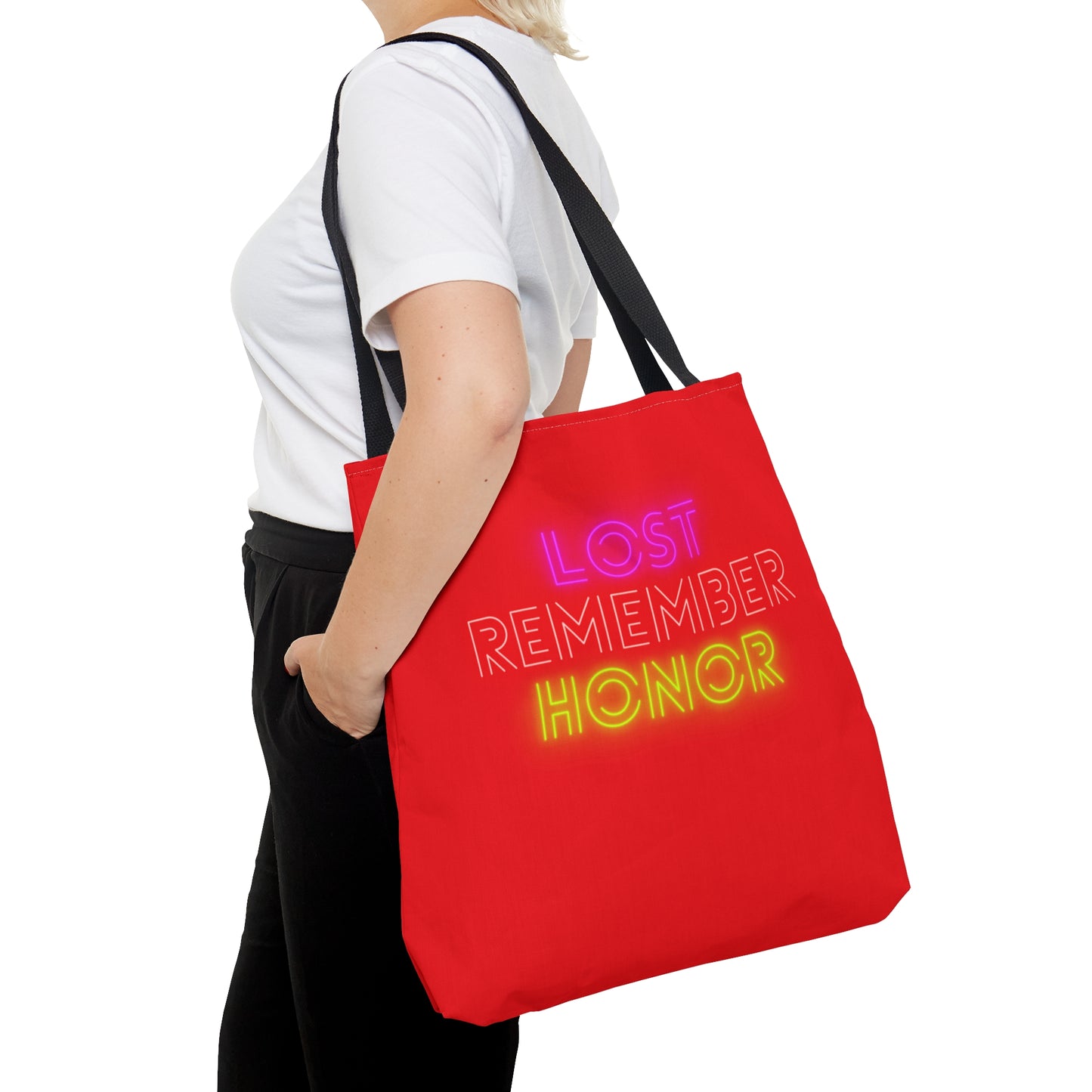 Tote Bag: Lost Remember Honor Red