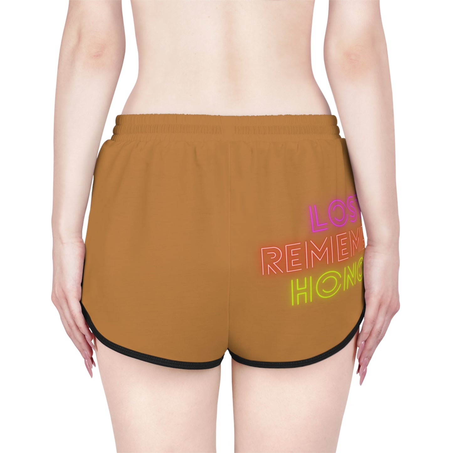 Women's Relaxed Shorts: Crazy Penguin World Logo Lite Brown