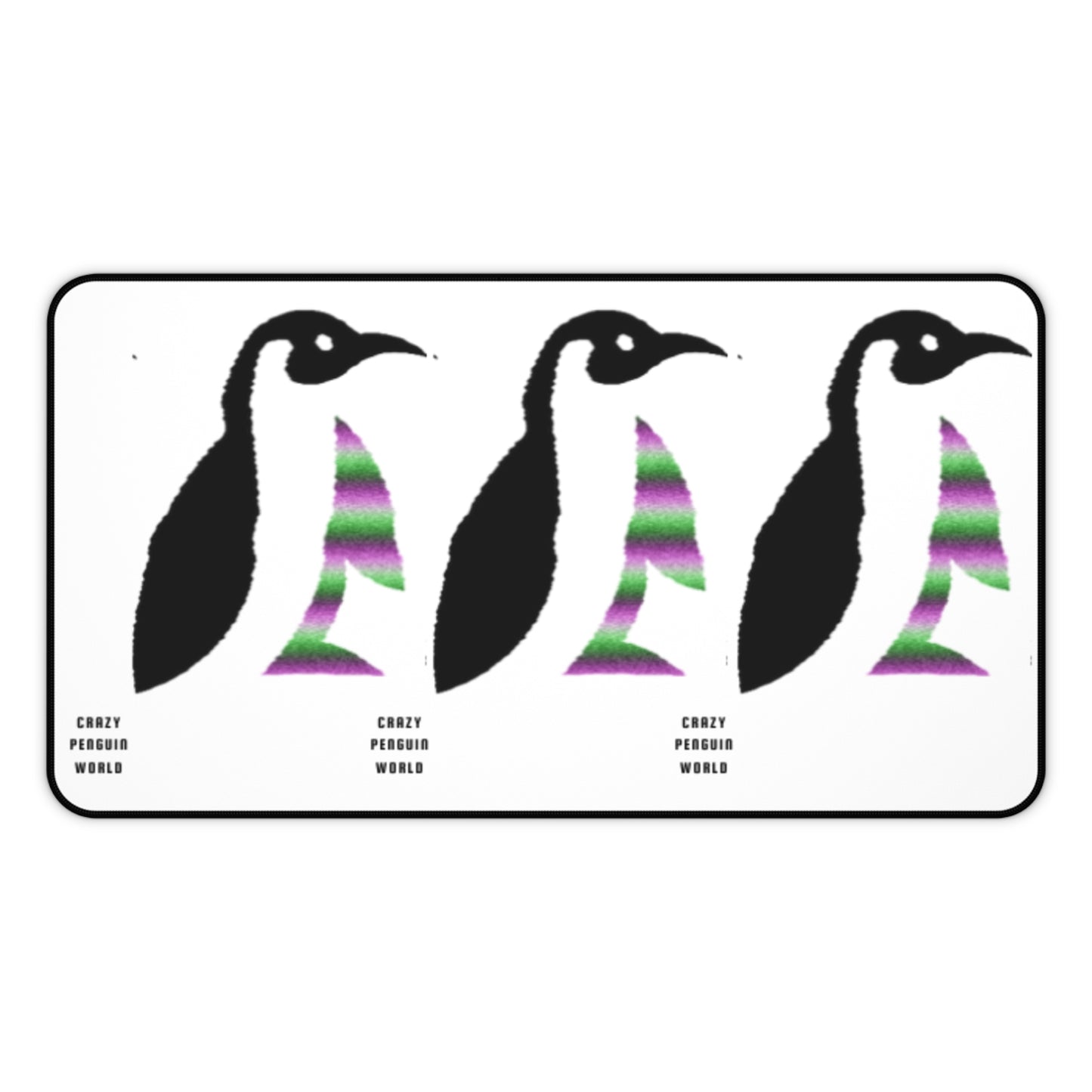 Desk Mat: Crazy Penguin World Logo White