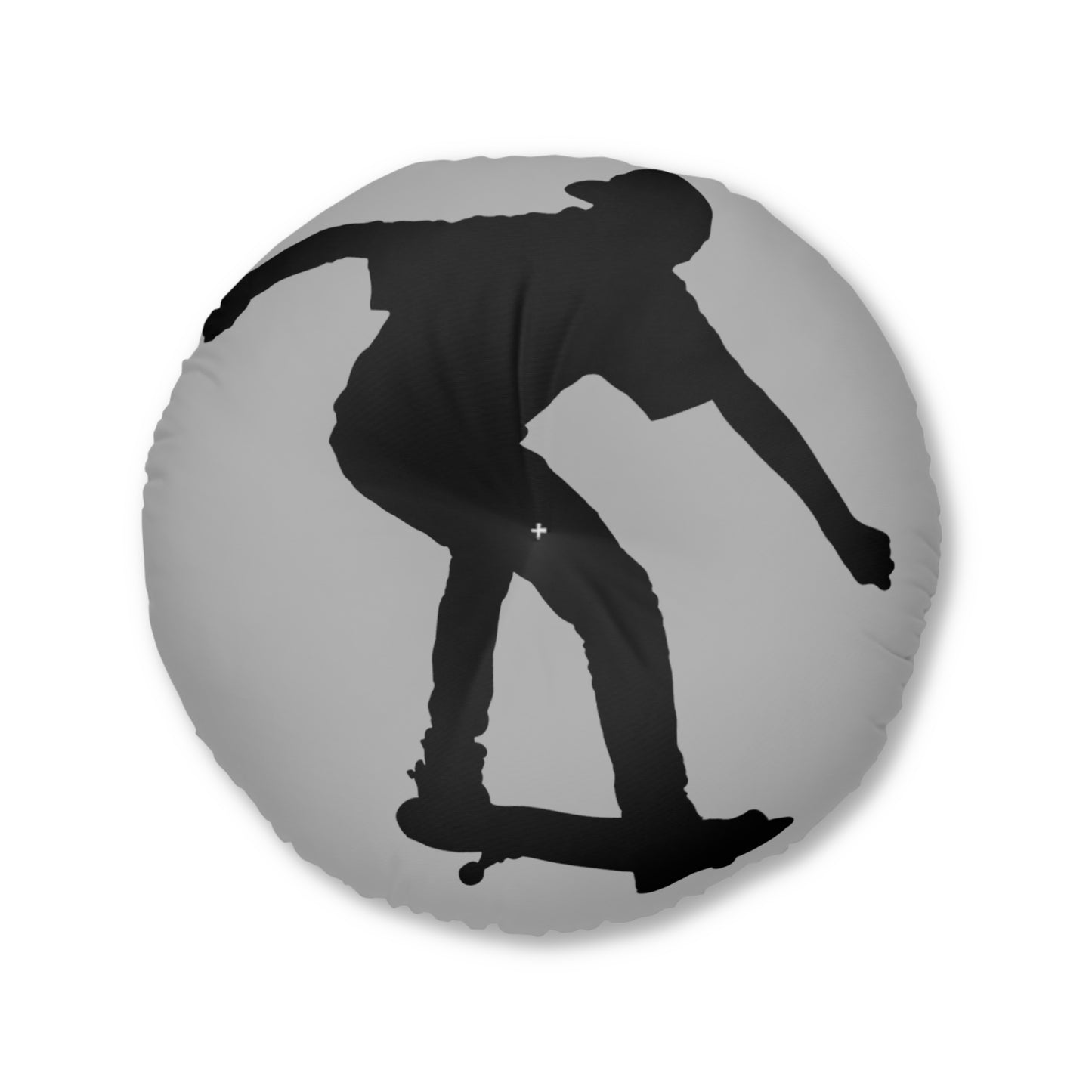 Tufted Floor Pillow, Round: Skateboarding Lite Grey