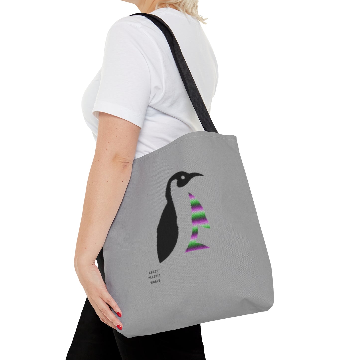 Tote Bag: Crazy Penguin World Logo Lite Grey