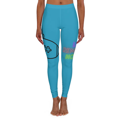 Women's Spandex Leggings: Football Turquoise