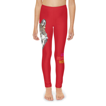 Youth Full-Length Leggings: Wolves Dark Red