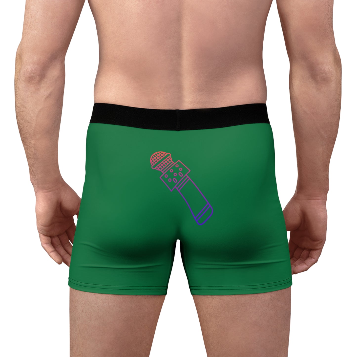 Men's Boxer Briefs: Music Dark Green