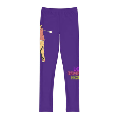 Youth Full-Length Leggings: Golf Purple