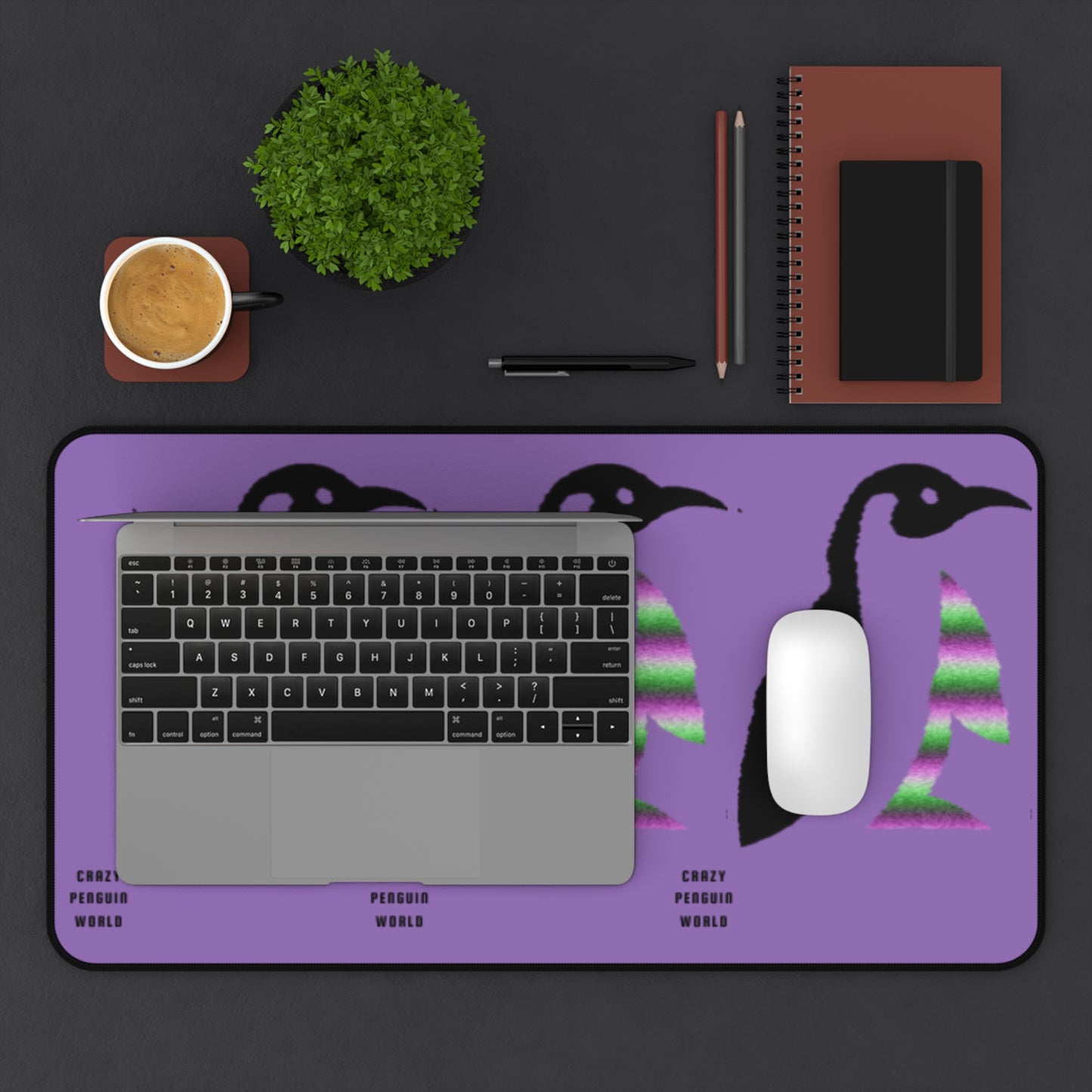 Desk Mat: Crazy Penguin World Logo Lite Purple