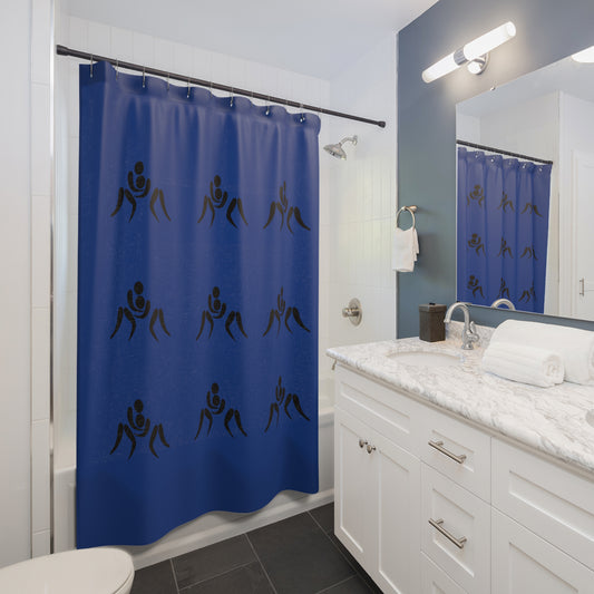 Shower Curtains: #2 Wrestling Dark Blue