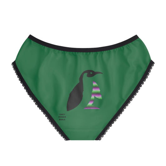 Women's Briefs: Crazy Penguin World Logo Dark Green