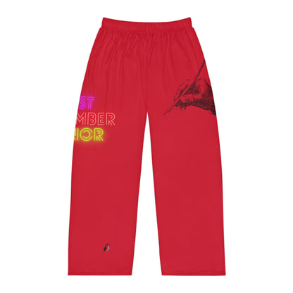 Men's Pajama Pants: Writing Dark Red