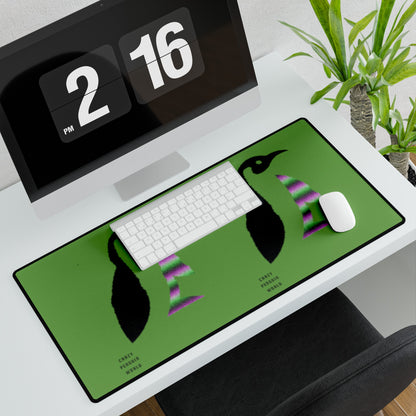 Desk Mats: Crazy Penguin World Logo Green