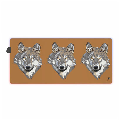 LED Gaming Mouse Pad: Wolves Lite Brown