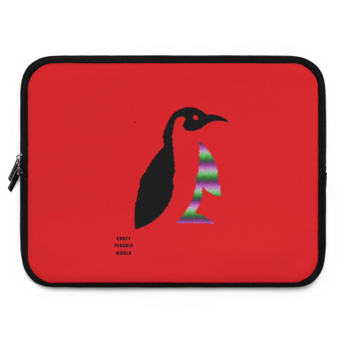 Laptop Sleeve: Crazy Penguin World Logo Red