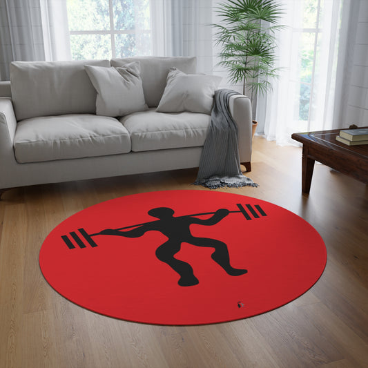 Round Rug: Weightlifting Red