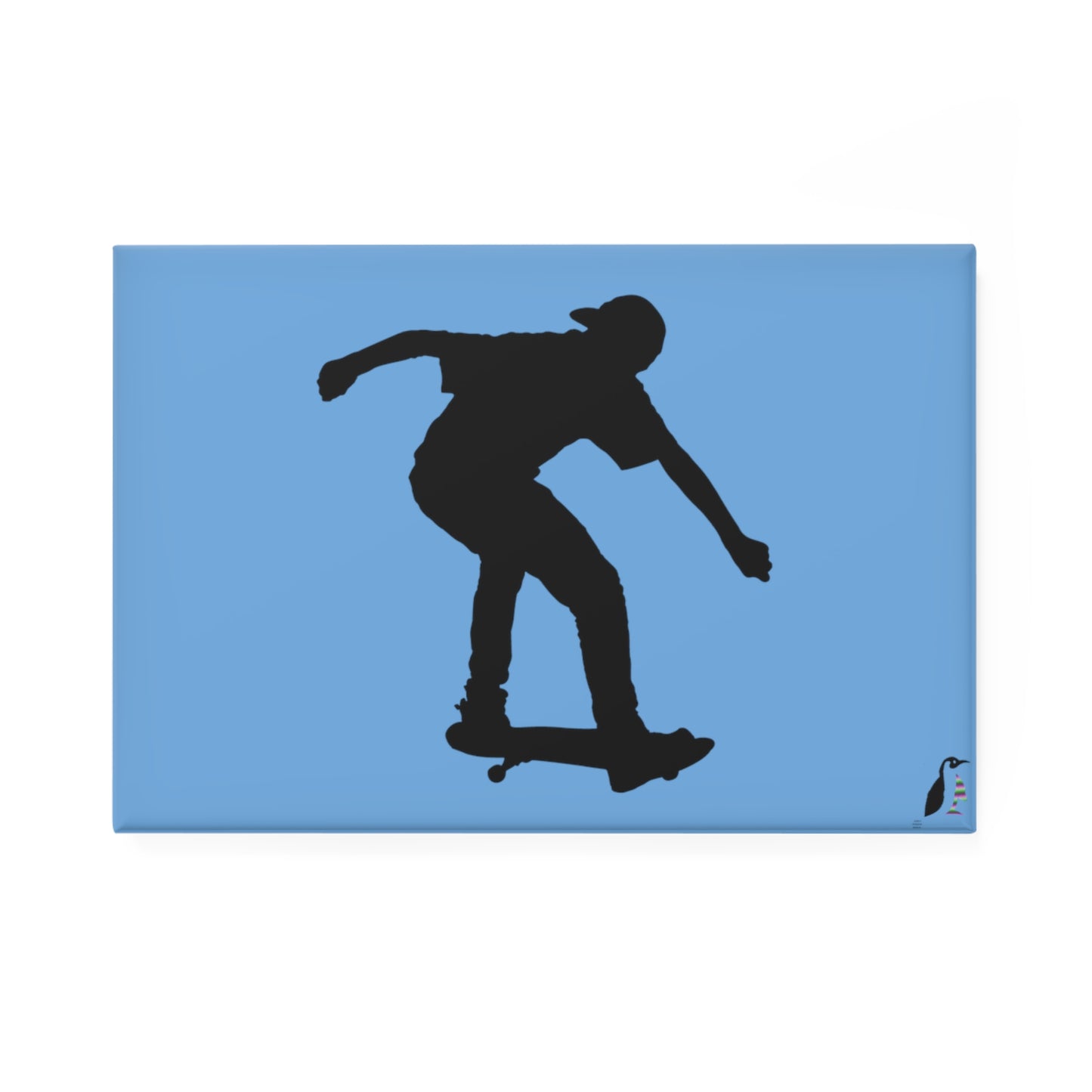 Button Magnet, Rectangle (1 & 10 pcs): Skateboarding Lite Blue