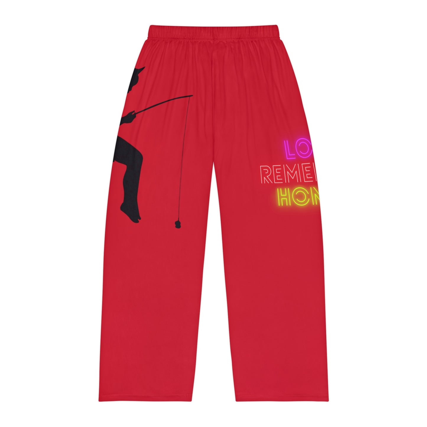 Men's Pajama Pants: Fishing Dark Red