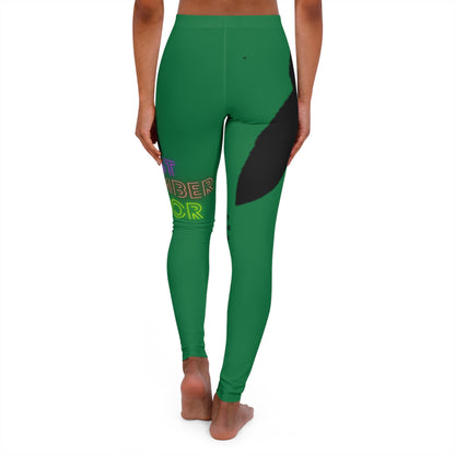 Women's Spandex Leggings: Crazy Penguin World Logo Dark Green