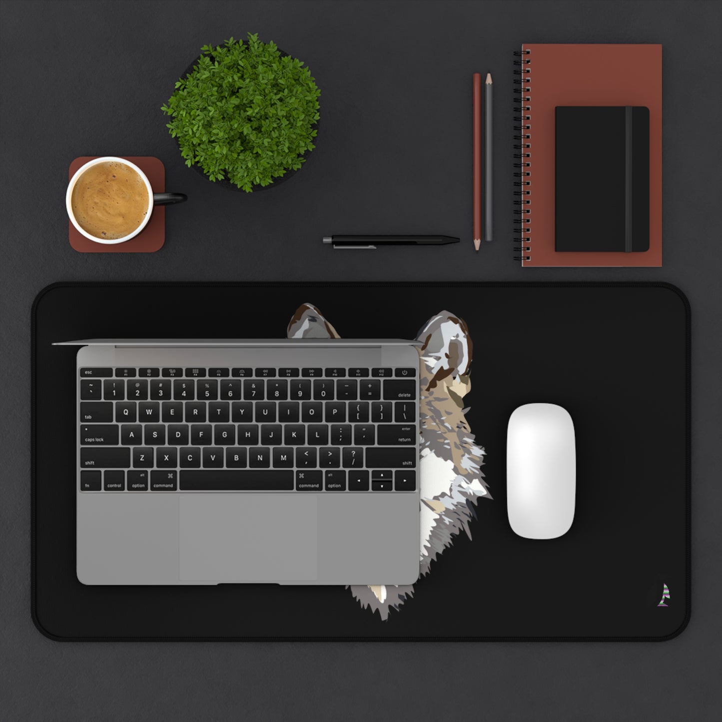 Desk Mat: Wolves Black