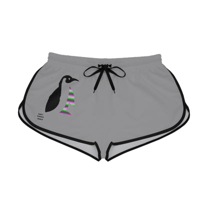 Women's Relaxed Shorts: Crazy Penguin World Logo Grey