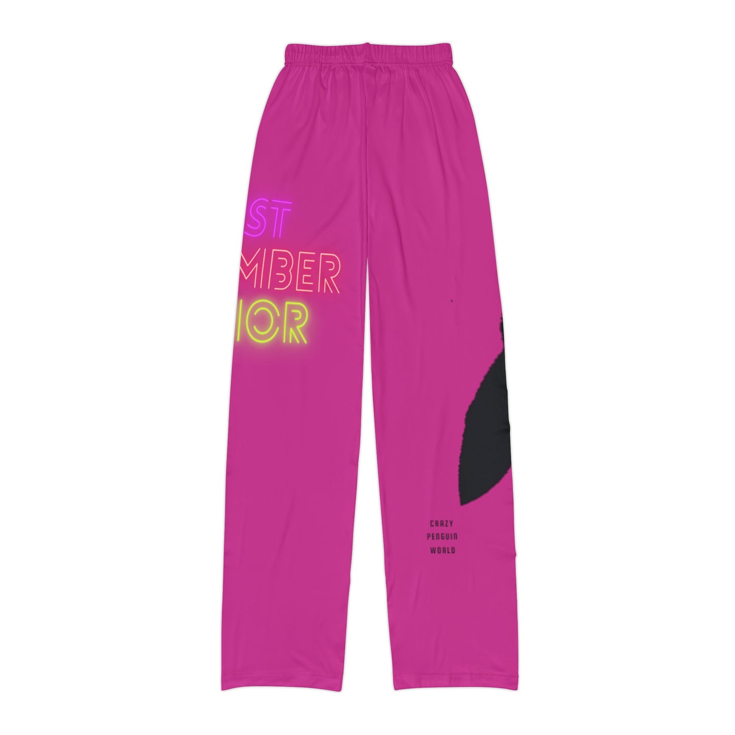 Kids Pajama Pants: Crazy Penguin World Logo Pink