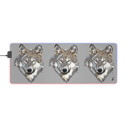 LED Gaming Mouse Pad: Wolves Lite Grey