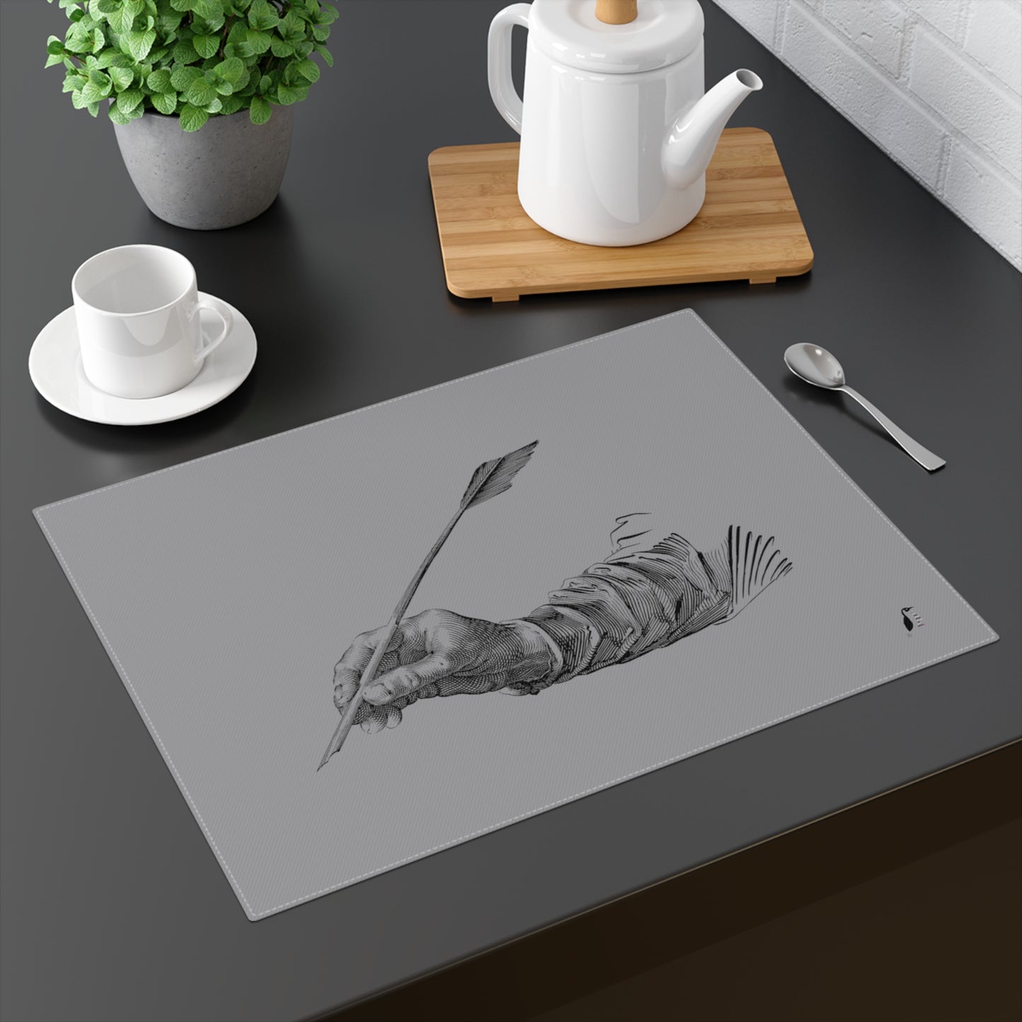 Placemat, 1pc: Writing Grey