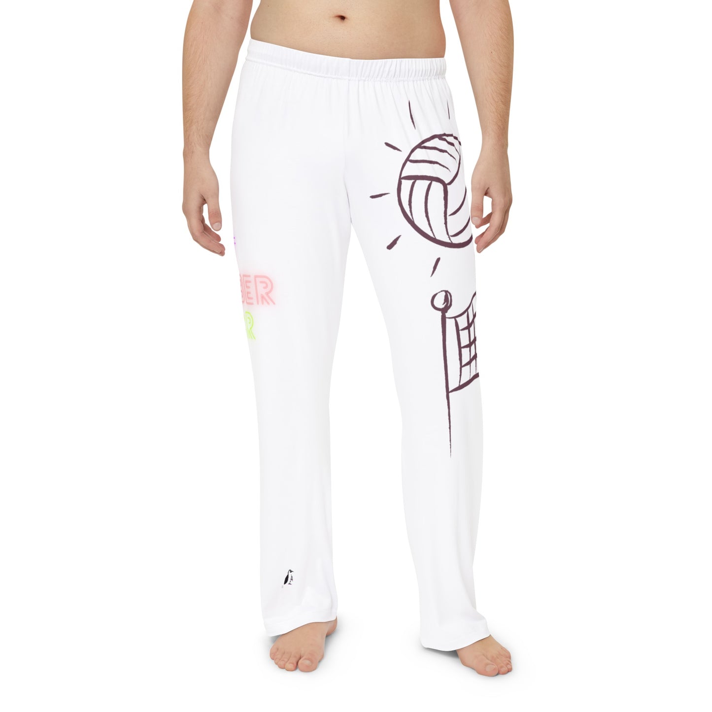 Men's Pajama Pants: Volleyball White