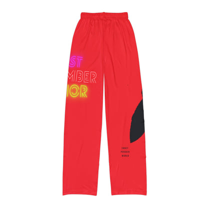 Kids Pajama Pants: Crazy Penguin World Logo Red 