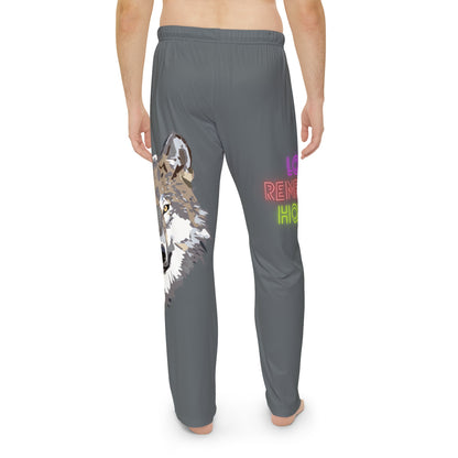 Men's Pajama Pants: Wolves Dark Grey