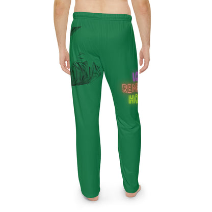 Men's Pajama Pants: Writing Dark Green