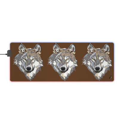 LED Gaming Mouse Pad: Wolves Brown