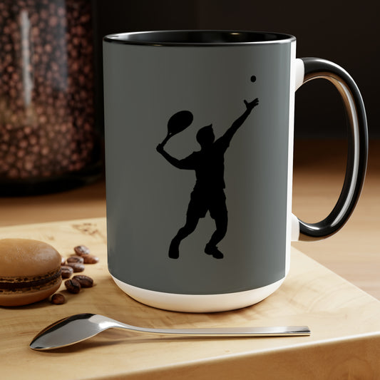 Two-Tone Coffee Mugs, 15oz: Tennis Dark Grey