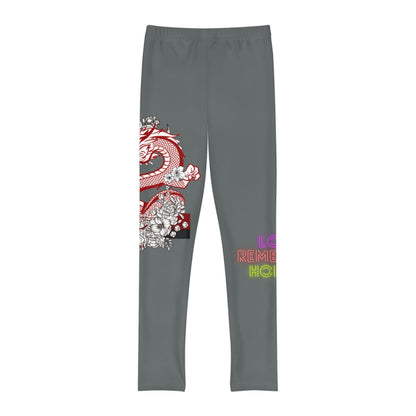 Youth Full-Length Leggings: Dragons Dark Grey