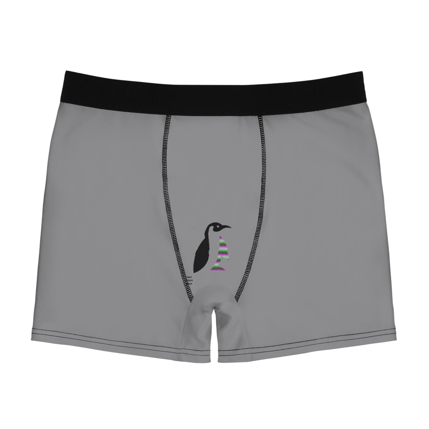 Men's Boxer Briefs: Crazy Penguin World Logo Grey