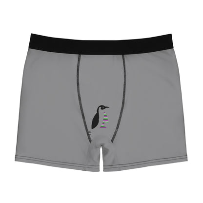 Men's Boxer Briefs: Crazy Penguin World Logo Grey