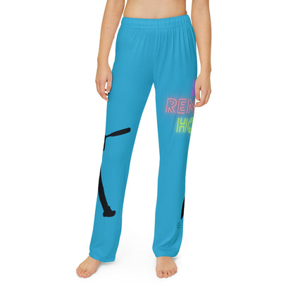 Kids Pajama Pants: Baseball Turquoise