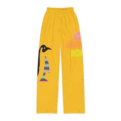 Kids Pajama Pants: Crazy Penguin World Logo Yellow