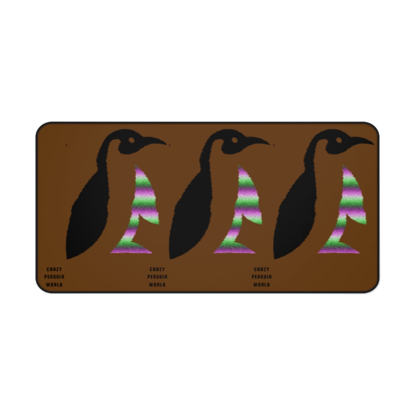 Desk Mat: Crazy Penguin World Logo Brown