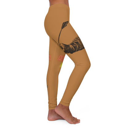 Women's Spandex Leggings: Writing Lite Brown