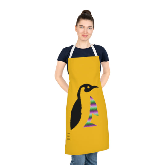 Adult Apron: Crazy Penguin World Logo Yellow