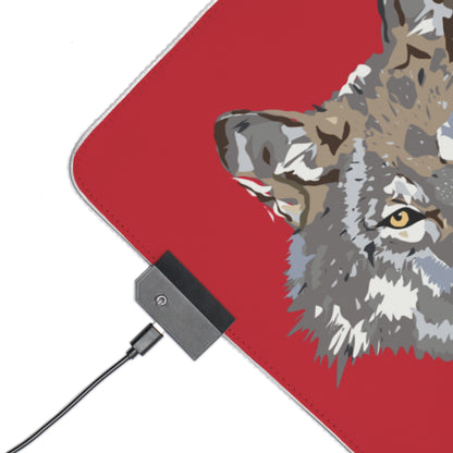 LED Gaming Mouse Pad: Wolves Dark Red