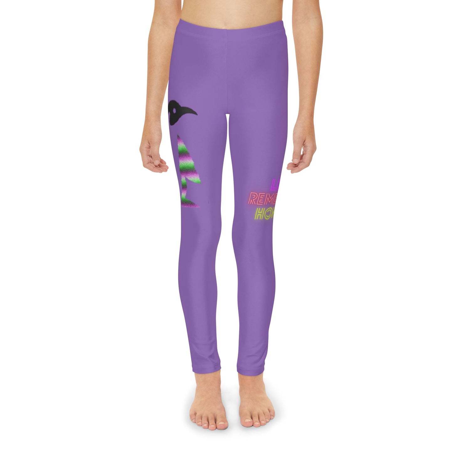 Youth Full-Length Leggings: Crazy Penguin World Logo Lite Purple