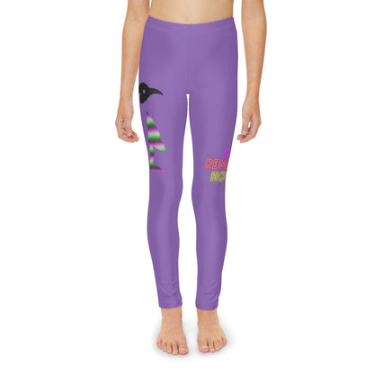 Youth Full-Length Leggings: Crazy Penguin World Logo Lite Purple