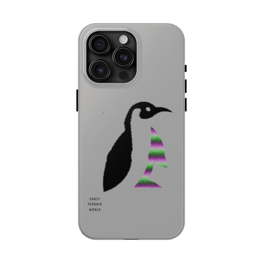 Tough Phone Cases (for iPhones): Crazy Penguin World Logo Lite Grey