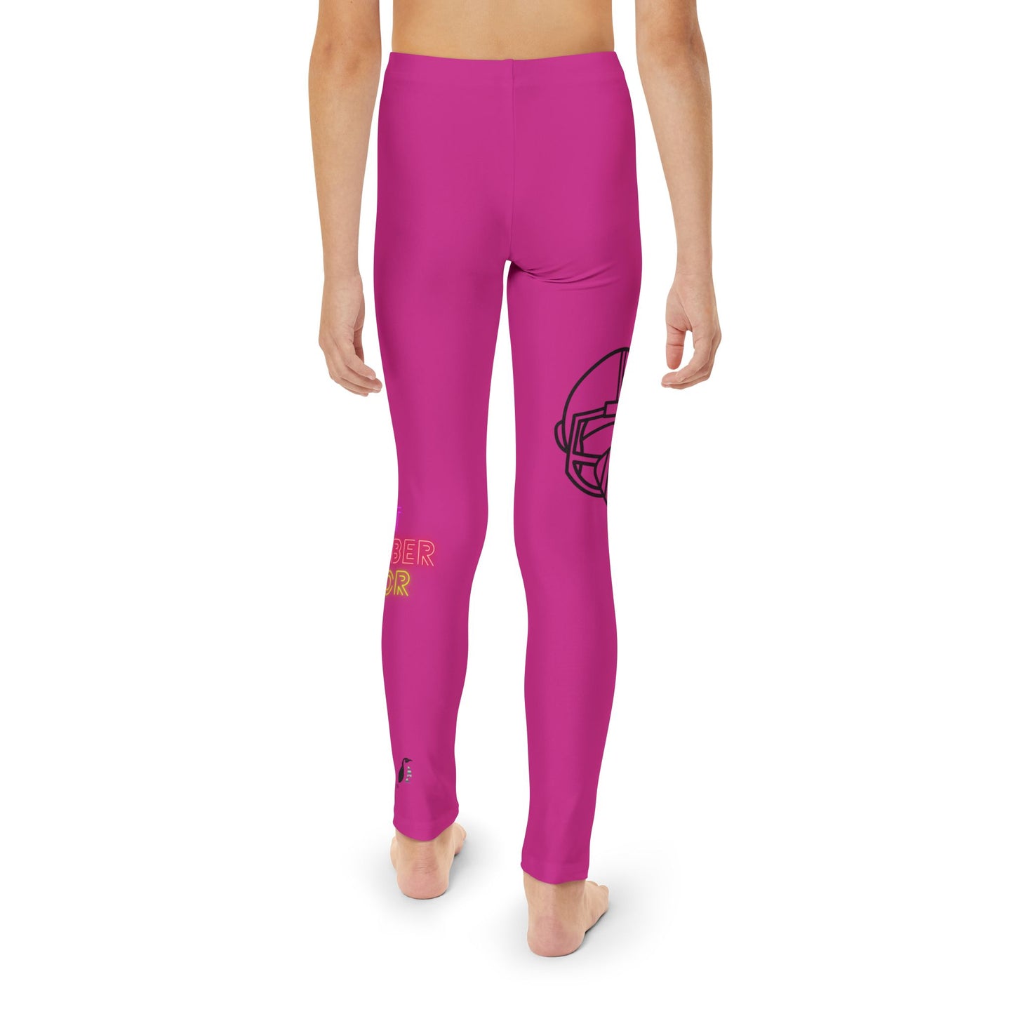 Youth Full-Length Leggings: Football Pink